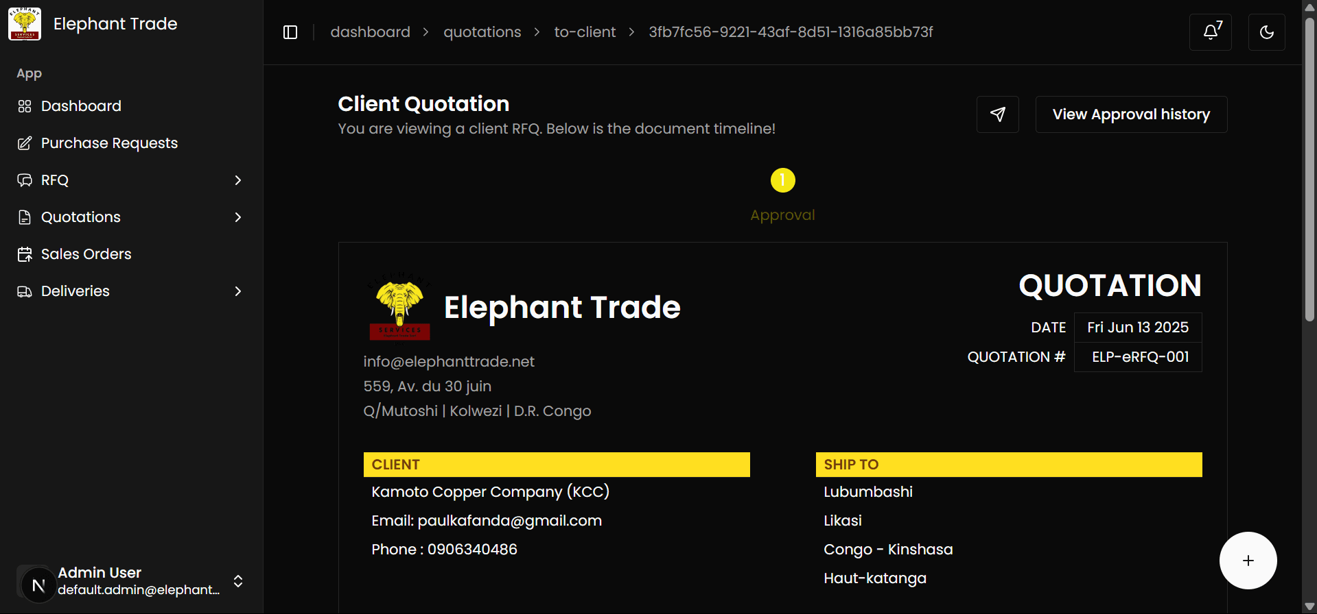Procurement App Dashboard