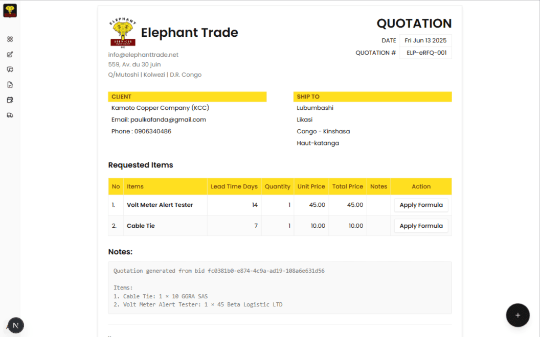 Procurement App Dashboard